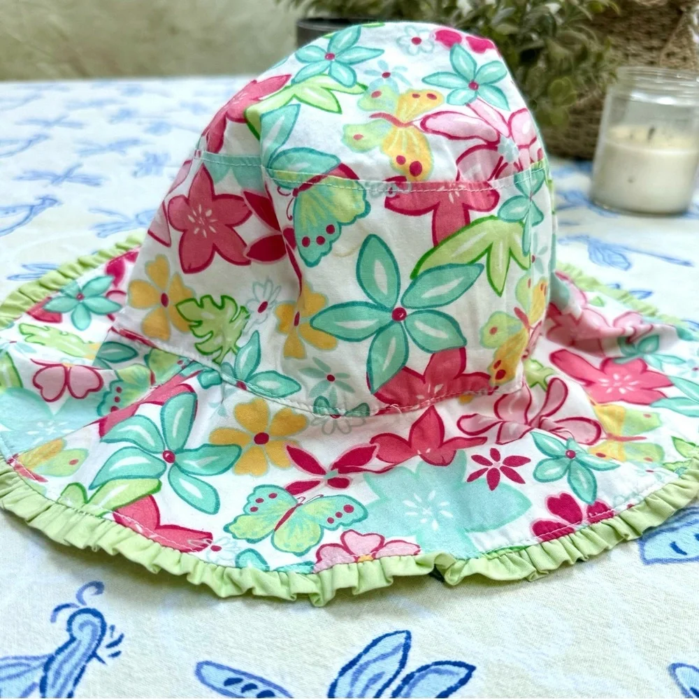 GYMBOREE ADORABLE BUCKET HAT IN COTTON WITH RUFFLE-XXL (5-7 YRS)